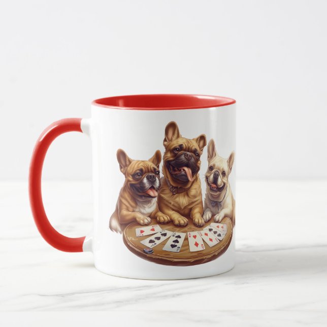 Niedliche französische Bullhunde, die Karten spiel Tasse (Links)