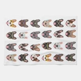 Niedliche französische Bullhunde mit Brillen Geschirrtuch