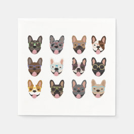 Niedliche französische Bullhunde mit Brillen Serviette