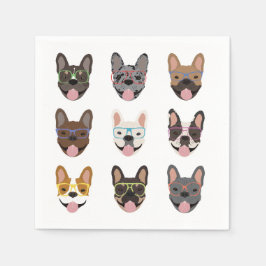 Niedliche französische Bullhunde mit Brillen Serviette