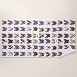 Niedliche französische Bullhunde mit Brillen Strandtuch