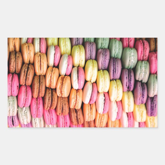 Niedliche französische Macaron-Cookies Rechteckiger Aufkleber (Vorderseite)