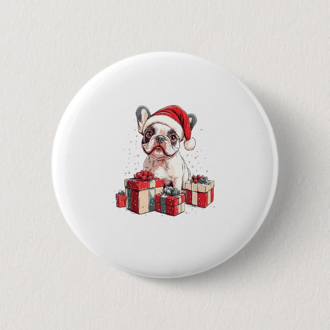 Niedliche Französische Weihnachtsmannmütze Funny C Button (Vorderseite)