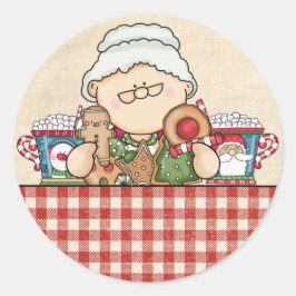 Niedliche Frau Claus & Cookies Weihnachtsfeiertage Runder Aufkleber