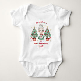 Niedliche Frau Claus Tree Candy Cane Erster Weihna Baby Strampler