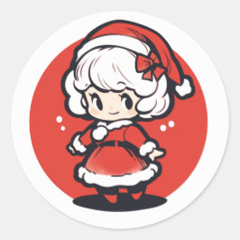 Niedliche Frau Claus Weihnachtsaufkleber Runder Aufkleber