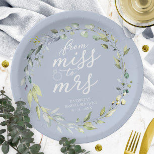 Niedliche Frau Greenery Eucalyptus Bridal Pappteller