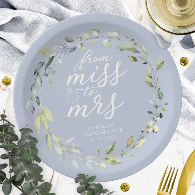 Niedliche Frau Greenery Eucalyptus Bridal Pappteller (Von Creator hochgeladen)