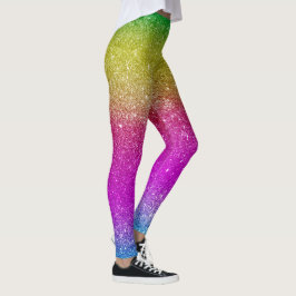 Niedliche Frauen und Mädchen Glitzer Regenbogen Leggings