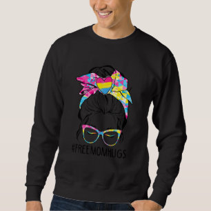 Niedliche freie Mama Hugs Messy Bun Pansexual Prid Sweatshirt