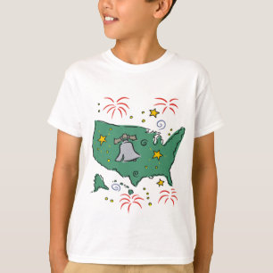 Niedliche Freiheitsglocke und Feuerwerkskörper Ki T-Shirt