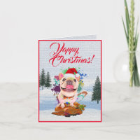 Niedliche Frenchie Hund-Yappy-Weihnachtskarte