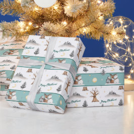 Niedliche Freunde von Wasserfarben Frohe Weihnacht Geschenkpapier