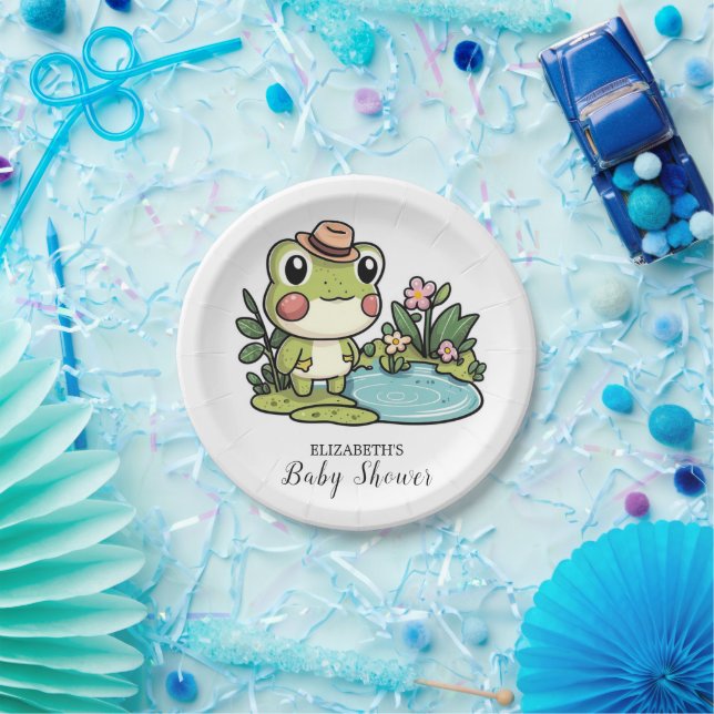Niedliche Frog Baby Dusche Pappteller (Party)