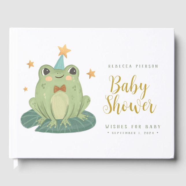 Niedliche Frog Wünsche für BabyShower Gästebuch (Vorderseite)