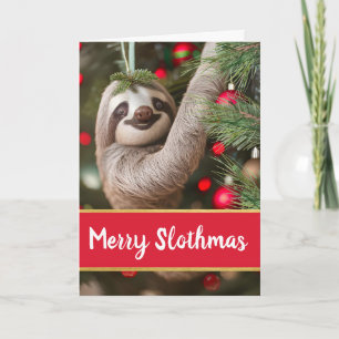Niedliche frohe Slothmas mit Sloth in Tree Karte