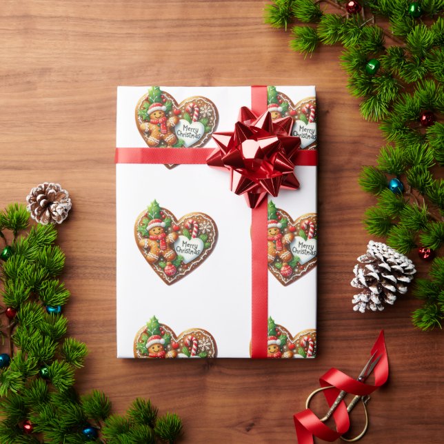 Niedliche frohe Weihnachten Donut Cookies Herz Geschenkpapier (Feiertagsgeschenk)