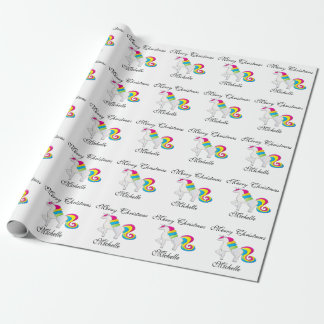 Niedliche frohe Weihnachten personalisieren Name m Geschenkpapier