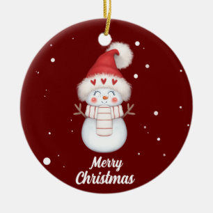 Niedliche Frohe Weihnachten Snowman Keramik Orname Ornament