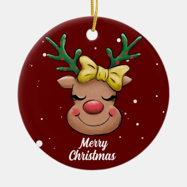 Niedliche Frohe Weihnachtsbaumschmuck für die Kera Keramik Ornament (Vorne)