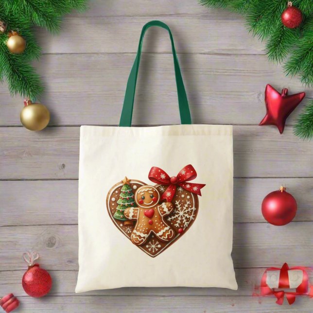 Niedliche frohe Weihnachtskekse Donut Heart Red Tragetasche (Von Creator hochgeladen)