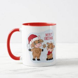 Niedliche frohe Weihnachtskühe Festlich modern Tasse