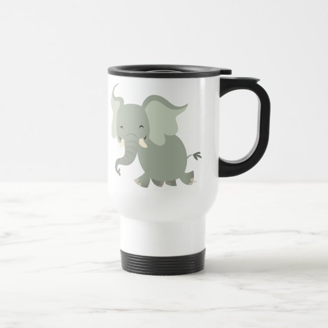 Niedliche fröhliche Cartoon-Elefant-Pendler-Tasse Reisebecher (Rechts)