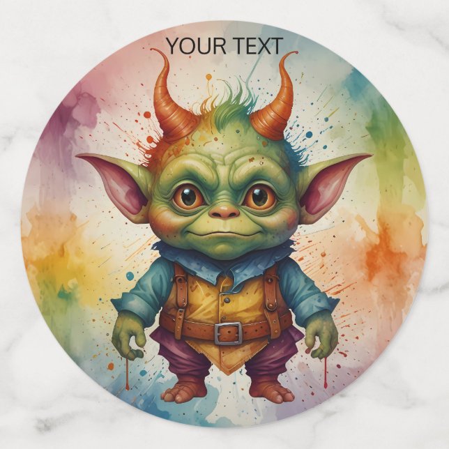 Niedliche fröhliche, lustige kleine Goblinkreatur Konfetti (Groß Rückseite)