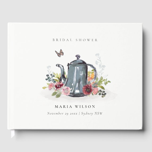 Niedliche fröhliche Rose Blumenkohl Brautparty Gästebuch (Vorderseite)