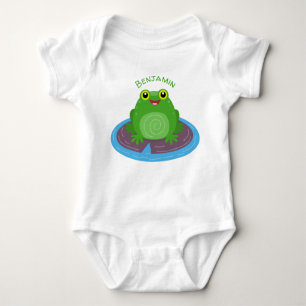 Niedliche Frosch-Cartoon-Abbildung Baby Strampler