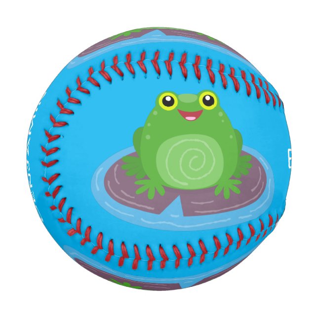 Niedliche Frosch-Cartoon-Abbildung Baseball (Vorderseite Links)