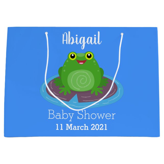 Niedliche Frosch-Cartoon-Abbildung Große Geschenktüte (Vorderseite)