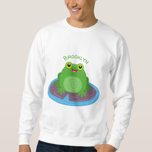 Niedliche Frosch-Cartoon-Abbildung Sweatshirt (Vorderseite)