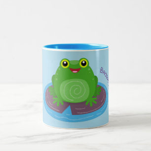 Niedliche Frosch-Cartoon-Abbildung Zweifarbige Tasse