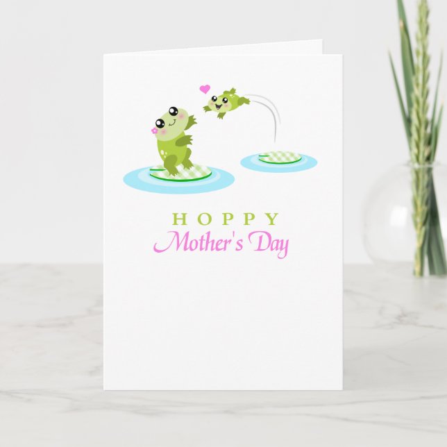 Niedliche Frosch Hoppy Happy Mothers Day-Karte Karte (Vorderseite)