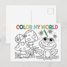 Niedliche Frosch- und Schneckenfarbseite Postkarte
