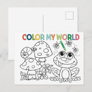 Niedliche Frosch- und Schneckenfarbseite Postkarte