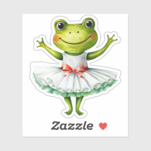Niedliche Froschballerina tanzt Ballett. Aufkleber