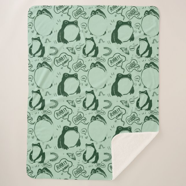 Niedliche Froschblanket - Sad Frogs - Vintag Japan Sherpadecke (Vorderseite)