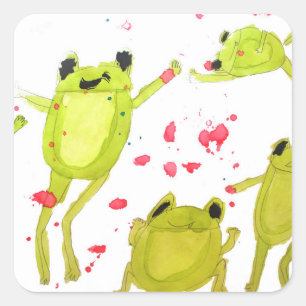 Niedliche Froschdarstellung Quadratischer Aufkleber