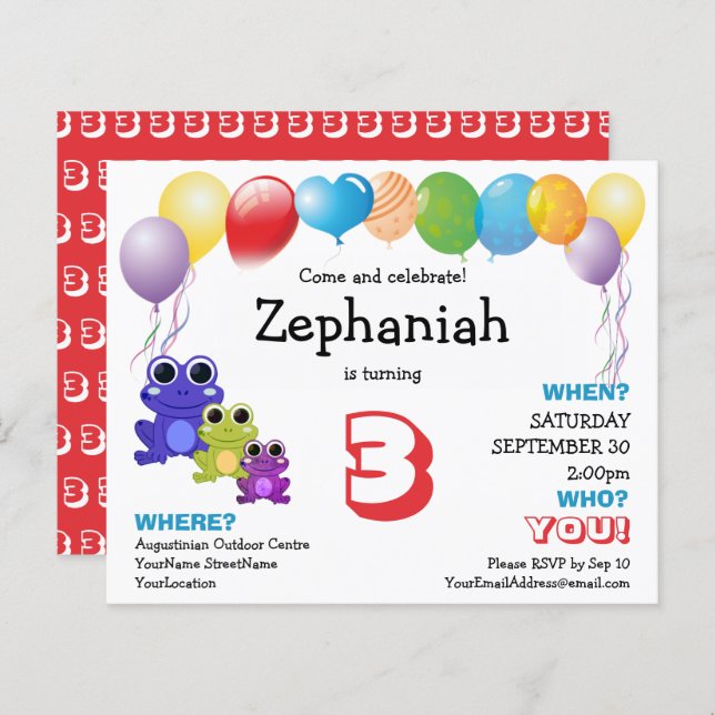 Niedliche Frösche Balloons Kinder jeden Geburtstag (Vorne/Hinten)