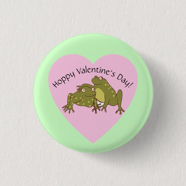 Niedliche Frösche in der Liebe Witziger Mohn Valen Button (Vorderseite)