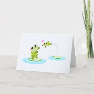 Niedliche Frösche - Kawaii Mama und Baby Frosch Ca Karte