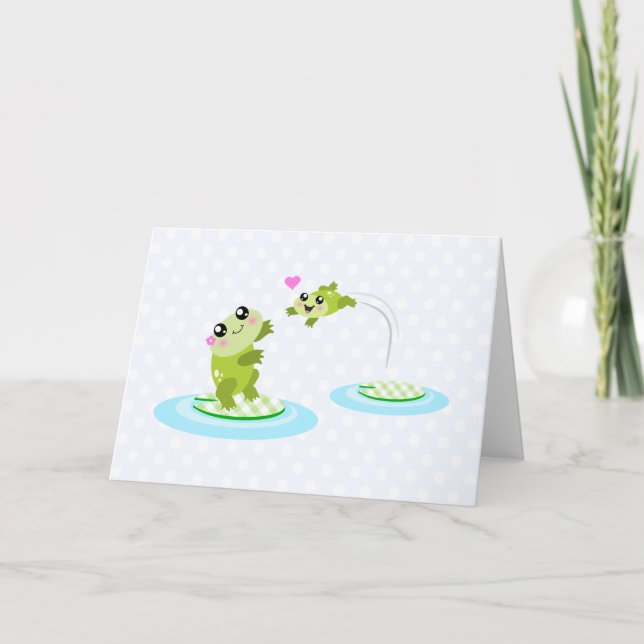 Niedliche Frösche - Kawaii Mama und Baby Frosch Ca Karte (Vorderseite)