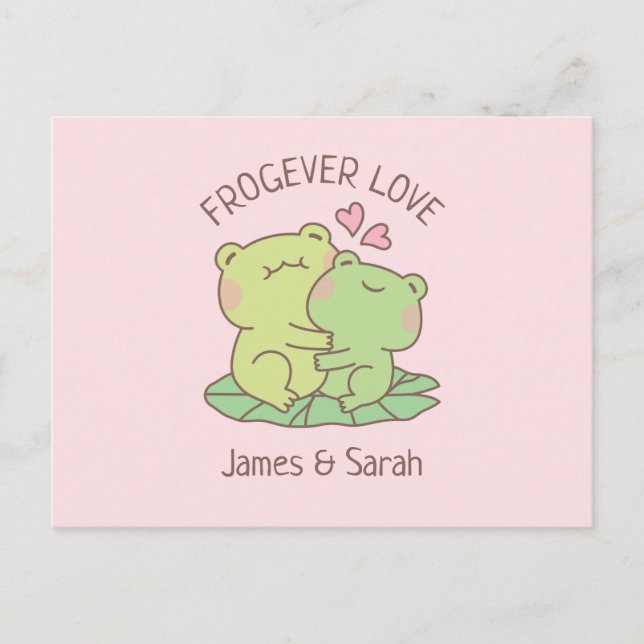 Niedliche Froschfrösche Frogever Liebe Valentinsta Postkarte (Vorderseite)