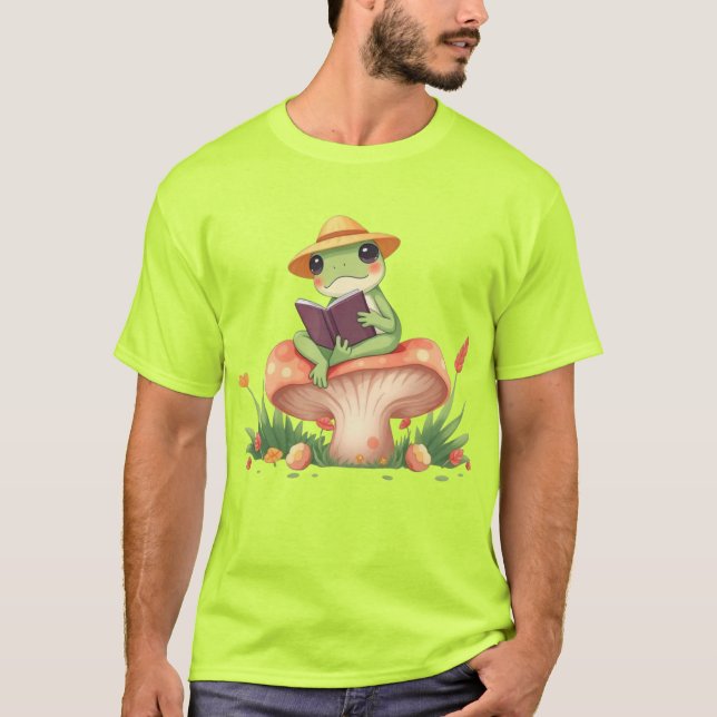 Niedliche Froschillustration - Waldleseszene mit T-Shirt (Vorderseite)