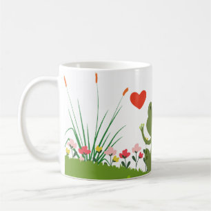 Niedliche Froschkaffee/Tee-Tasse mit Herz und Blum Kaffeetasse