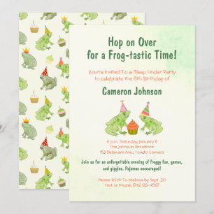 Niedliche Froschkinder schlafen unter handGezeichn Einladung