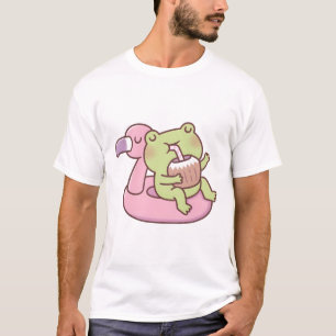 Niedliche Froschkühlung auf Flamingo Pool Float T-Shirt