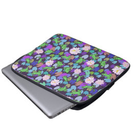 Niedliche Froschkunst für Kinder in blaugrünem Ros Laptopschutzhülle